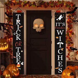 Halloween Decor, Trick or Treat & It's October Witches Porch Banners